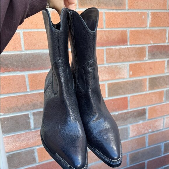Dolce Vita Valory Black Leather Western Ankle Boots Size 9 - Picture 10 of 13